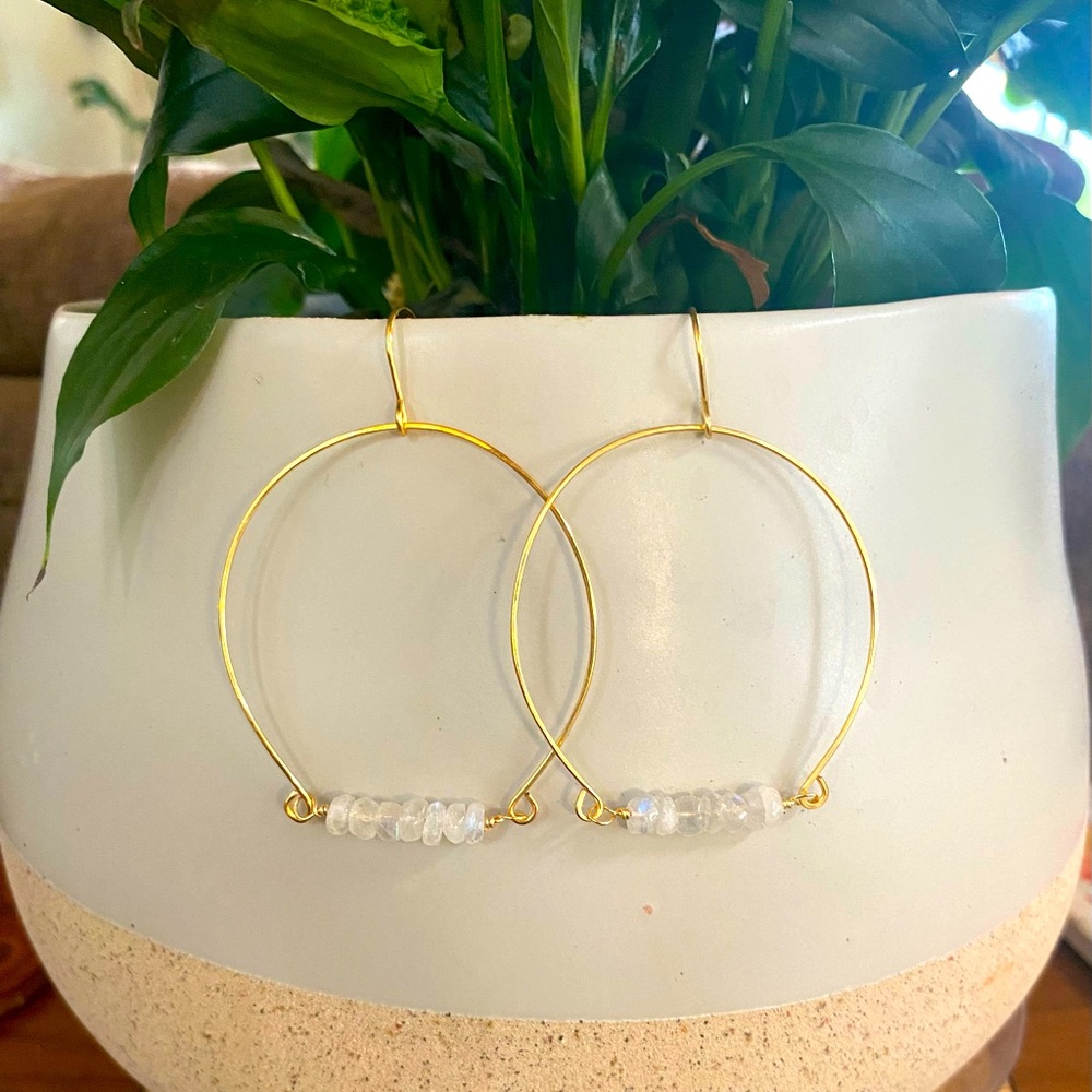 Moonstone & gold earrings